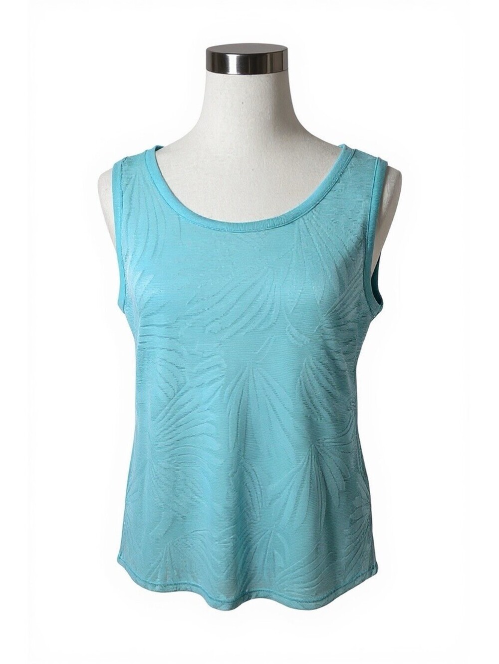 Tribal Aqua Sheer Palm Tank Top P/S Tropical Mesh Layer Resort Beach